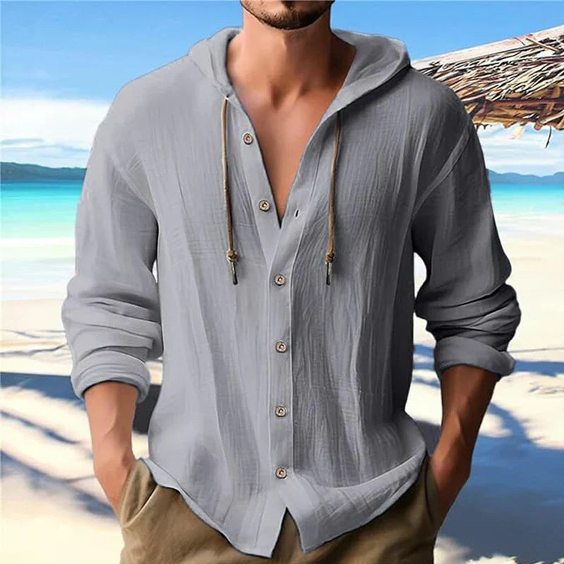 Stijlvol heren zomer shirt met capuchon, ademend en lichtgewicht, ideaal voor vrijetijdskleding en strandmode.