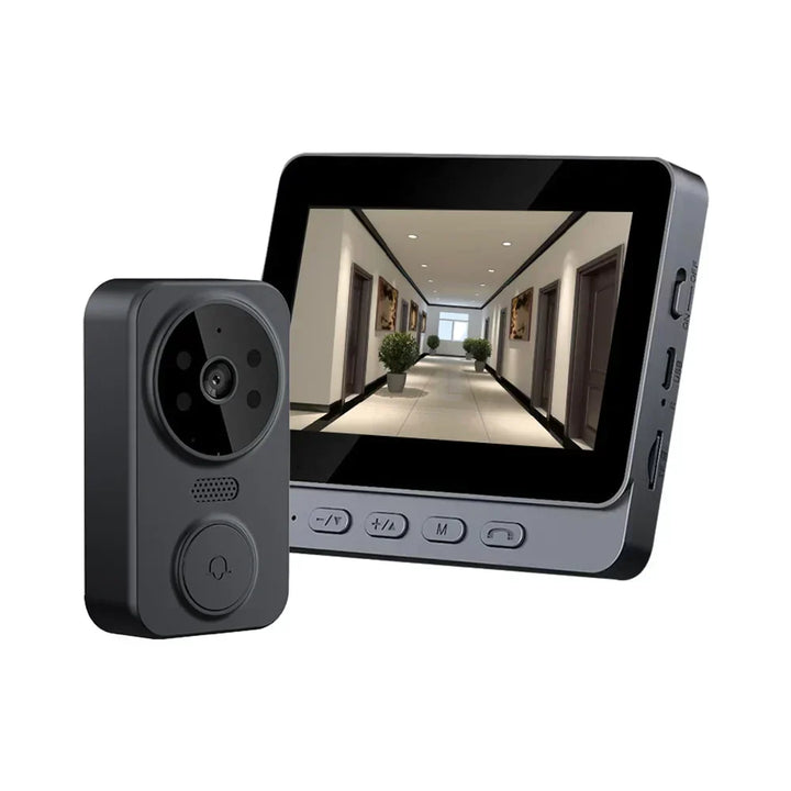Draadloze videodeurbel met helder 4,3 inch IPS scherm voor duidelijke beelden, ideaal voor huisbeveiliging.