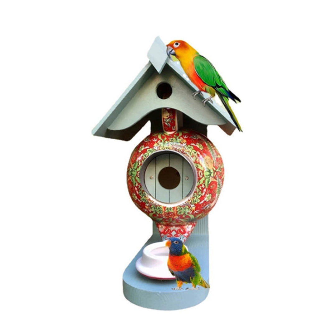 Origineel theepot vogelhuisje cadeau idee van keramiek; sfeervolle tuindecoratie en vogelvoederhuis.
