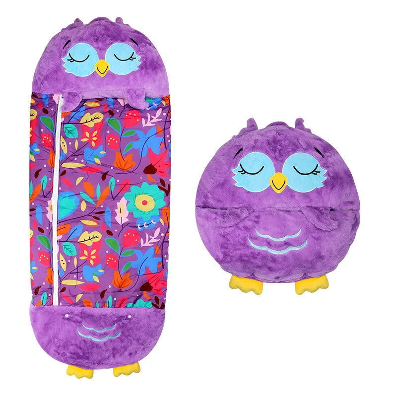 Een warme knuffel en praktische kinder slaapzak; de perfecte dierenvriend voor slapengaan.