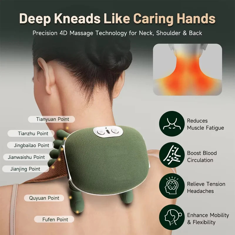 Diepe spierontspanning met deze draagbare shiatsu massager voor nek en schouders, inclusief warmte.
