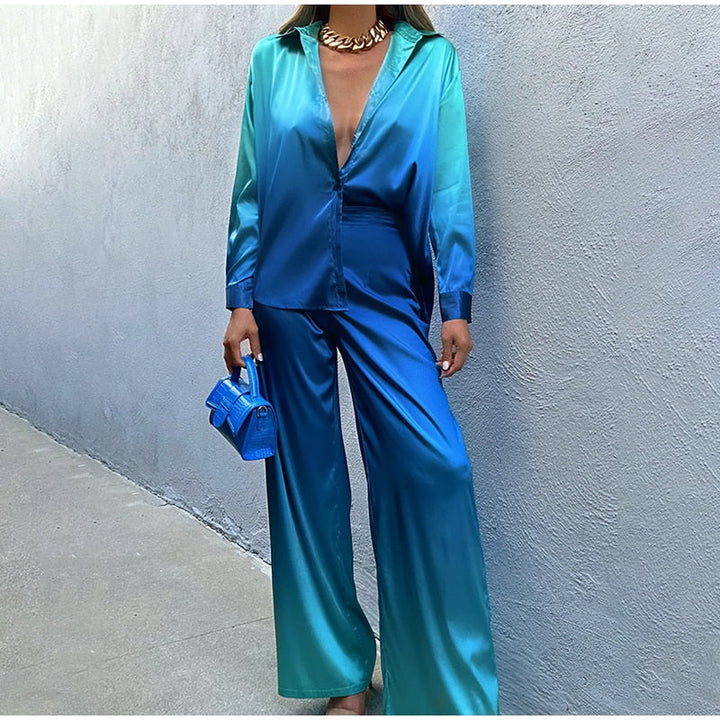 Stijlvolle Kenza Ombre dames set, perfecte combinatie van elegantie en vrijetijdskleding.