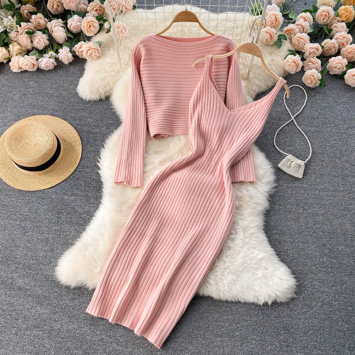 Trendy 2-delige dames set: elegante trui en comfy jurk, ideaal voor diverse looks.