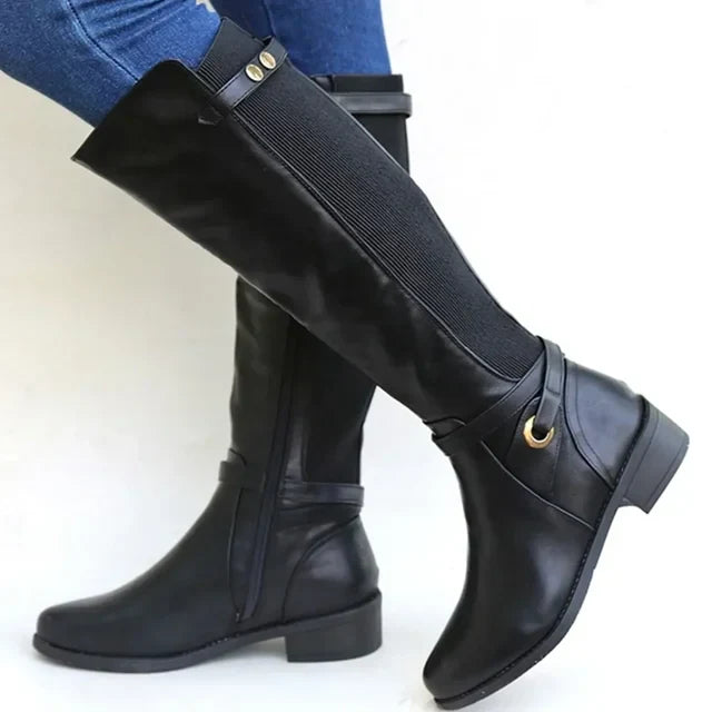 Dikke hak dameslaarzen, elegante schoenen die zowel comfortabel als stijlvol zijn.