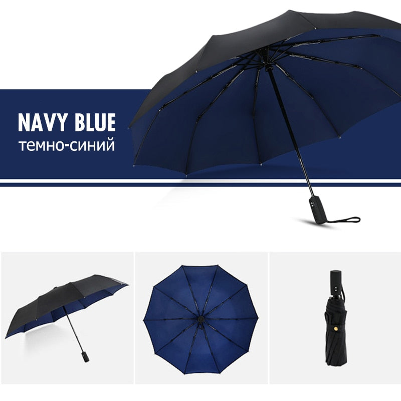 Gesloten compacte stormparaplu, makkelijk mee te nemen. Unisex design, ideaal voor onderweg.