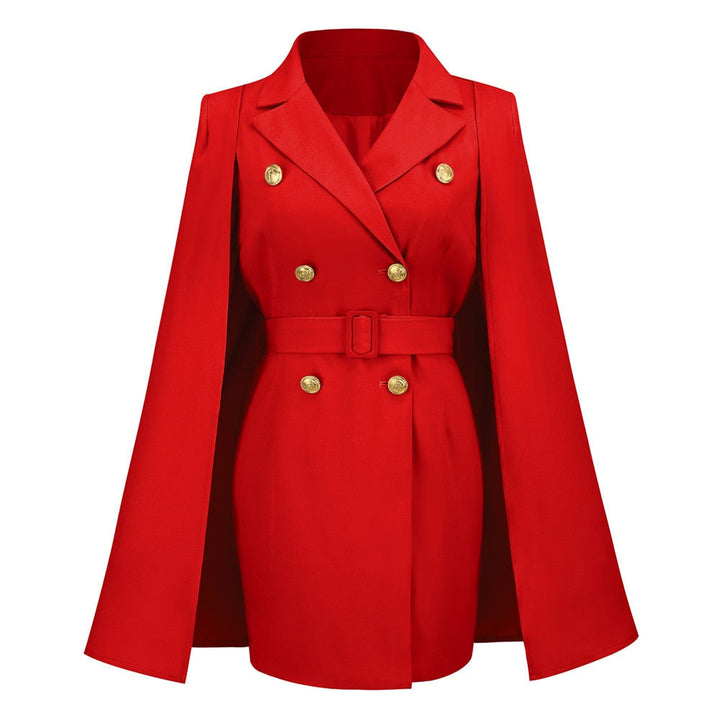 Elegante FayenneDames blazer jurk met kaapontwerp, perfect voor zakelijke of feestelijke gelegenheden.