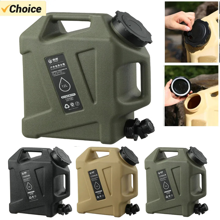Zwarte AquaTrek 12L draagbare watercontainer voor outdoor, kamperen en wandelen. Ideaal voor hydratatie.