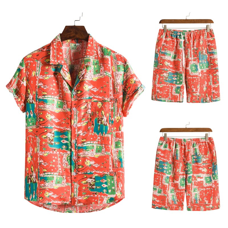 Zomerse heren Hawaï set met bloemenprint, complete outfit voor vakantie, strand en feest.