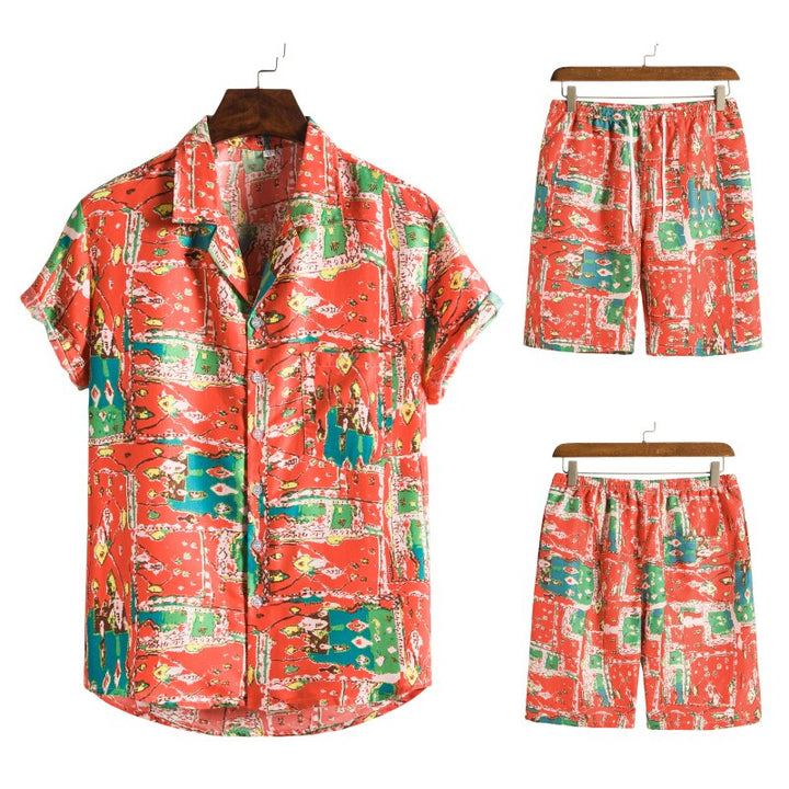 Zomerse heren Hawaï set met bloemenprint, complete outfit voor vakantie, strand en feest.