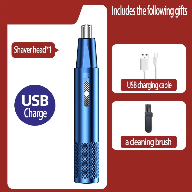Unisex persoonlijke verzorging met de USB oplaadbare neushaartrimmer. Veilige en efficiënte ontharing van neus en oor.