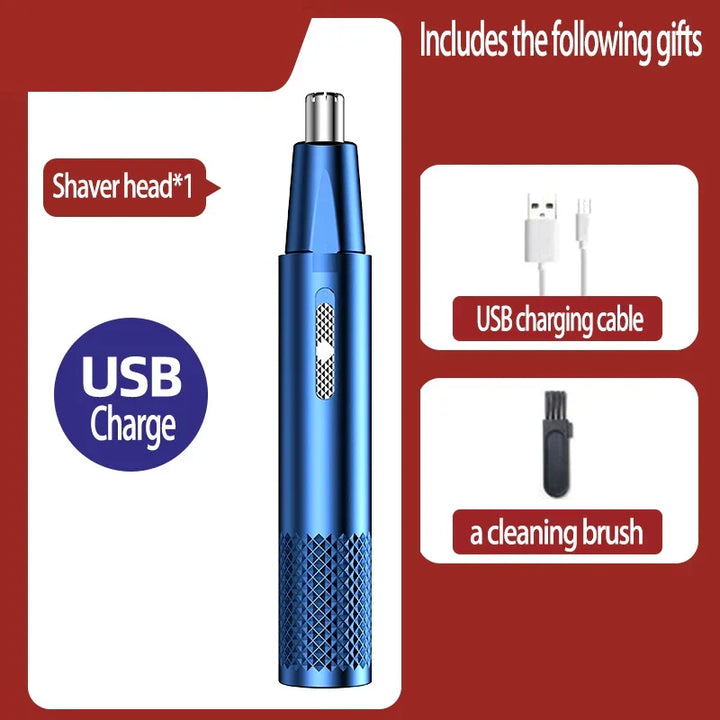 Unisex persoonlijke verzorging met de USB oplaadbare neushaartrimmer. Veilige en efficiënte ontharing van neus en oor.