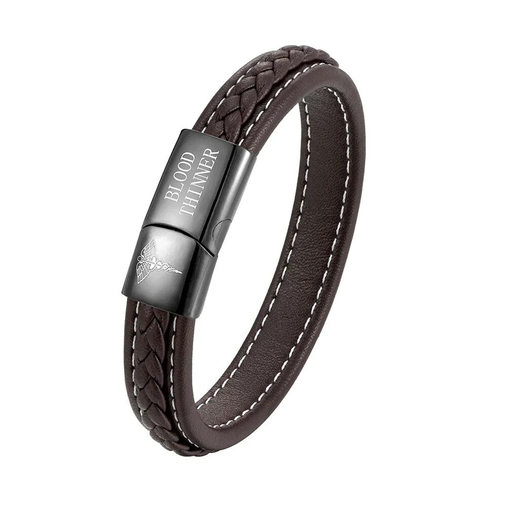 Heren medische identificatie armband, RVS, graveerbaar met vitale info voor hulpverleners.