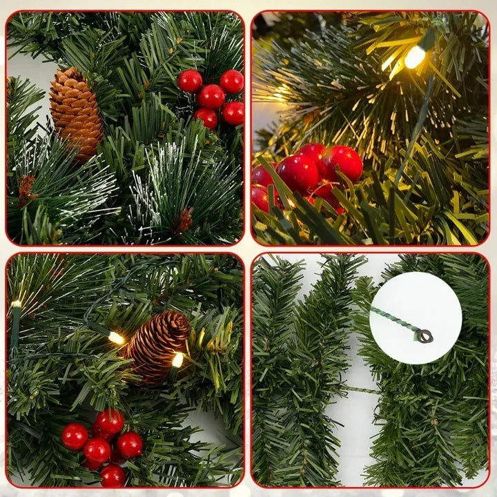Decoratieve LED guirlande met sfeervolle verlichting, perfect voor veranda of raamkozijn buiten.