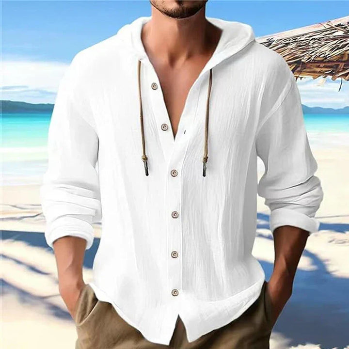Heren ademend lichtgewicht zomer shirt met capuchon, ideaal voor casual vrijetijdskleding en strand.
