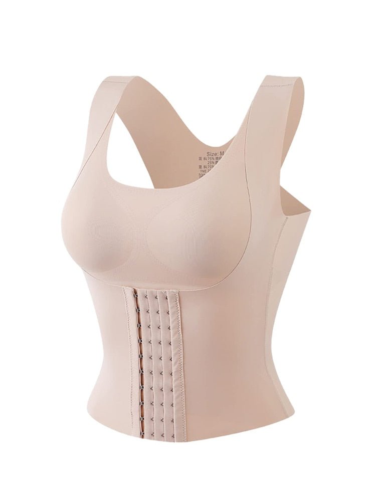 Zwarte naadloze dames waist trainer BH, corrigerende shapewear voor optimaal comfort en een gestroomlijnd silhouet.