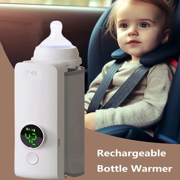 Veilige oplaadbare flessenwarmer voor baby's. Houdt melk warm voor zuigfles, onmisbaar voor uitstapjes met je kleintje.