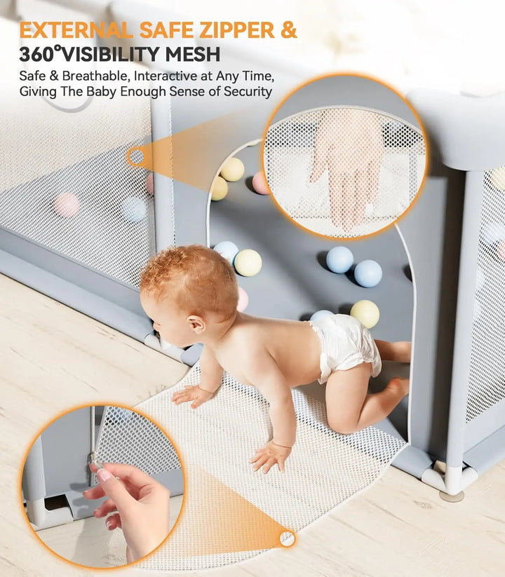 Ruime babybox voor groei en ontdekking. Veilige speelruimte stimuleert ontwikkeling en speelplezier van elke baby.