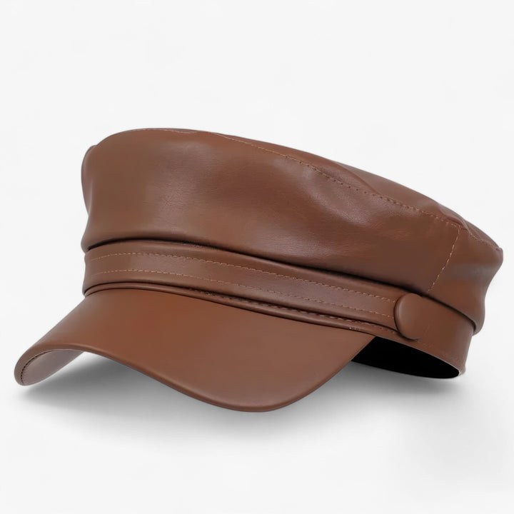 Stijlvolle achthoekige PU-leren damesmuts, een onmisbaar mode-accessoire voor herfst/winter.