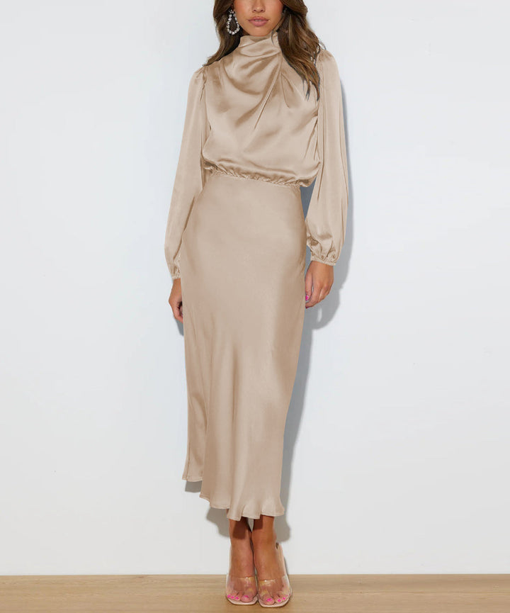 Luxe roze satijnen feestjurk. Glanzende dames galajurk voor speciale gelegenheden. Perfecte elegante maxi jurk.
