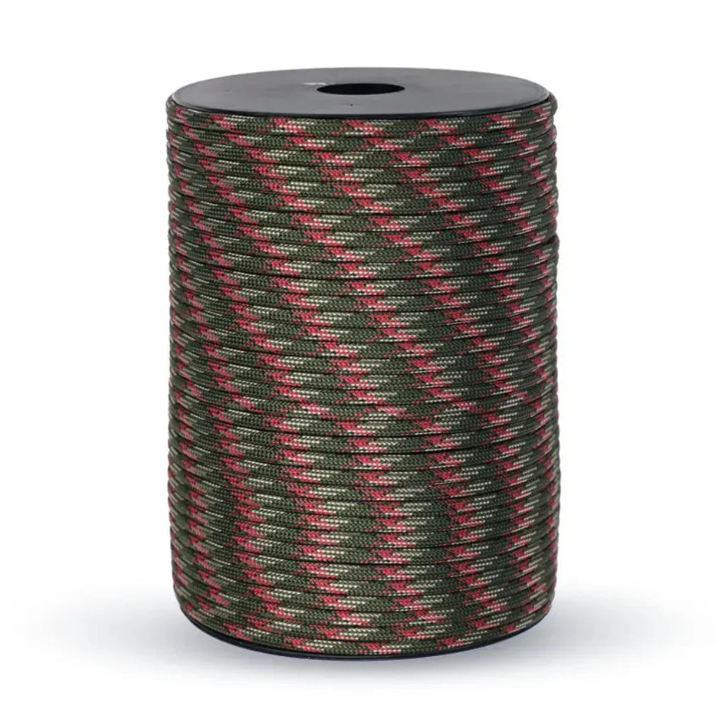 Robuust 9-kern paracord touw, perfect voor outdoor, kamperen, wandelen en als betrouwbare nooduitrusting.