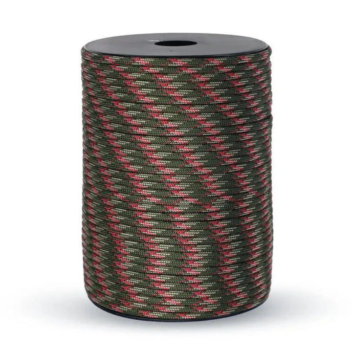 Robuust 9-kern paracord touw, perfect voor outdoor, kamperen, wandelen en als betrouwbare nooduitrusting.