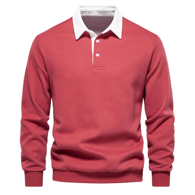 Elegante herenmode: een stijlvolle polo met lange mouwen, geschikt als bovenkleding voor elke gelegenheid.