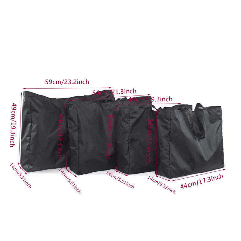 Zwarte waterdichte dames weekendtas, opvouwbaar nylon, perfect als reis- of sporttas.