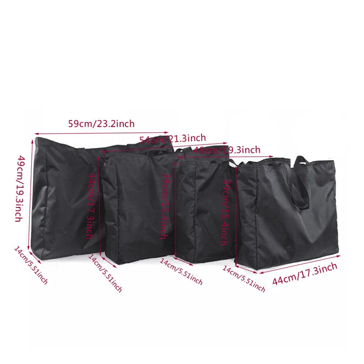 Zwarte waterdichte dames weekendtas, opvouwbaar nylon, perfect als reis- of sporttas.