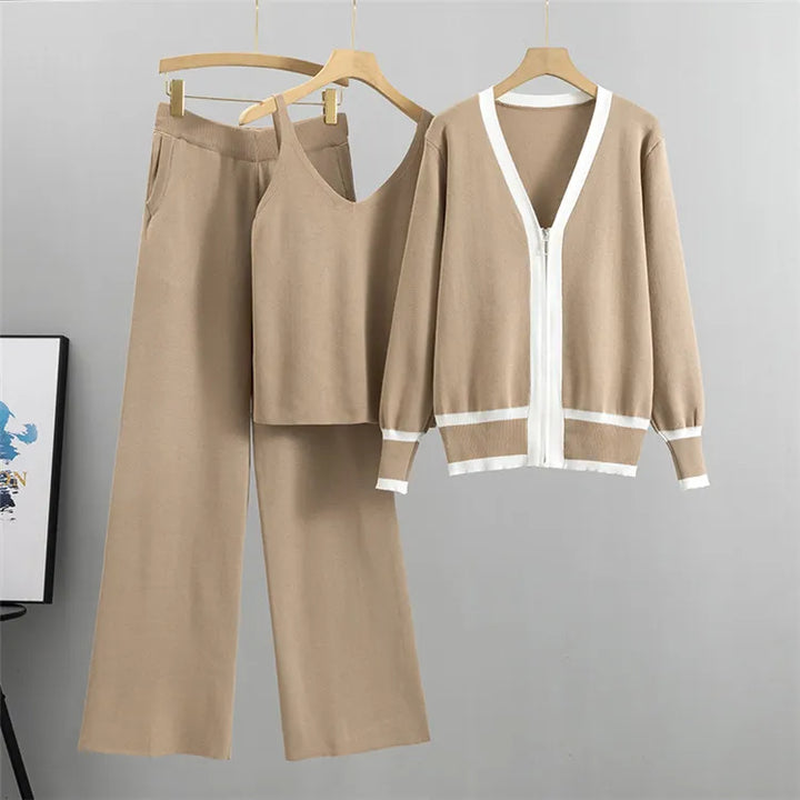 Stijlvol gebreid dames trainingspak, ideale comfortabele loungewear set voor koude dagen.
