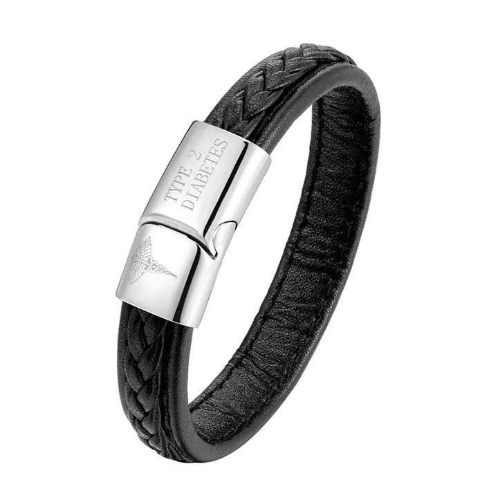 Elegante medische ID armband voor heren, RVS, onmisbaar voor diabetespatiënten.