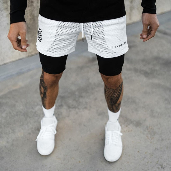 Duurzame heren 2-in-1 sportshorts, perfecte hardloop- en gymkleding voor elke man.