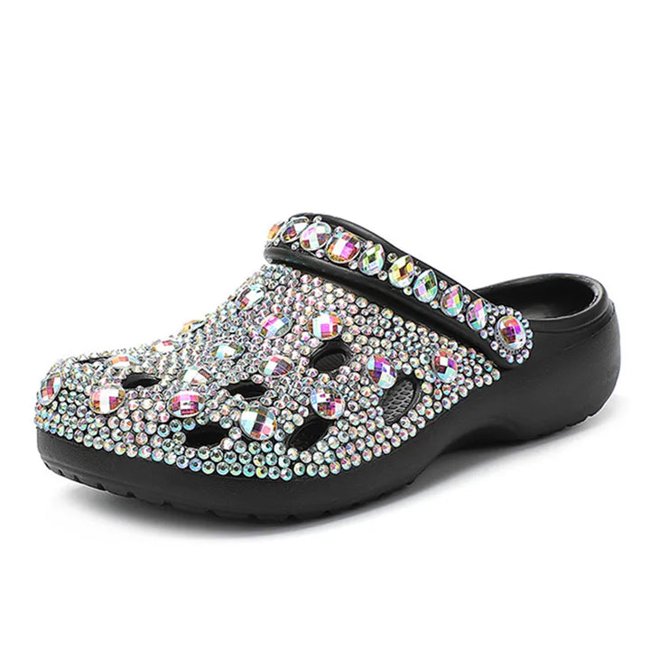 Elegante dames zomerslippers met sprankelende kristallen en strass, perfect voor strand en vrijetijd met ultiem comfort.