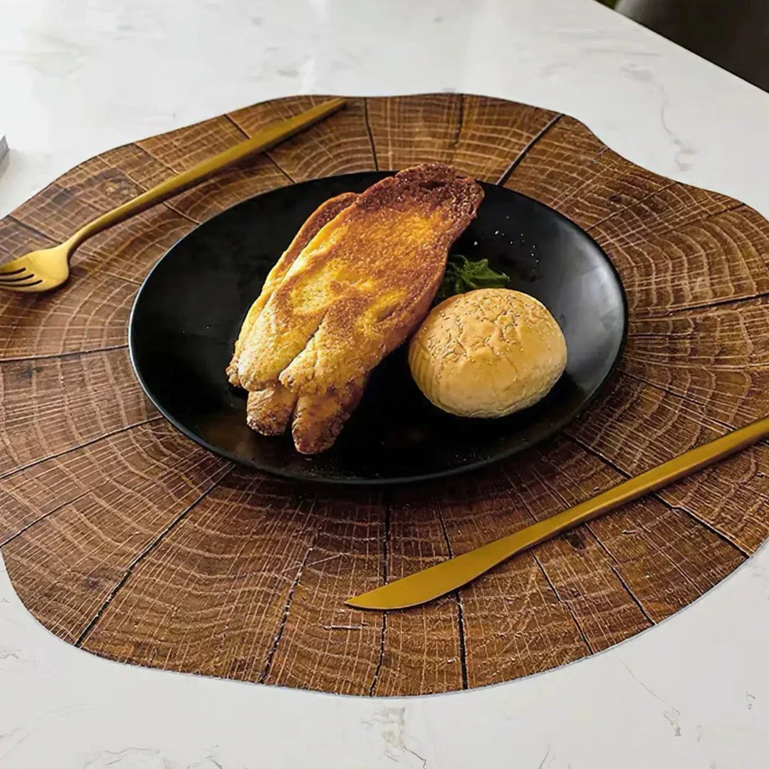 Antislip en hittebestendige boomring placemats, een 4-delige set voor stijlvolle woondecoratie en keukenaccessoires.