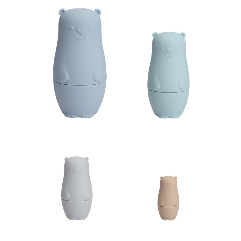 Vrolijke educatieve siliconen stapelpoppetjes in diverse kleuren; ideaal voor baby's.