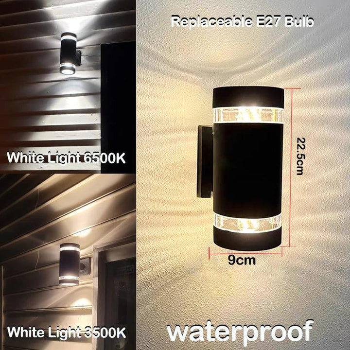 Hoogwaardige IP65 LED buitenwandlamp met uniek up-down licht, ideaal voor duurzame tuin- en gevelverlichting.