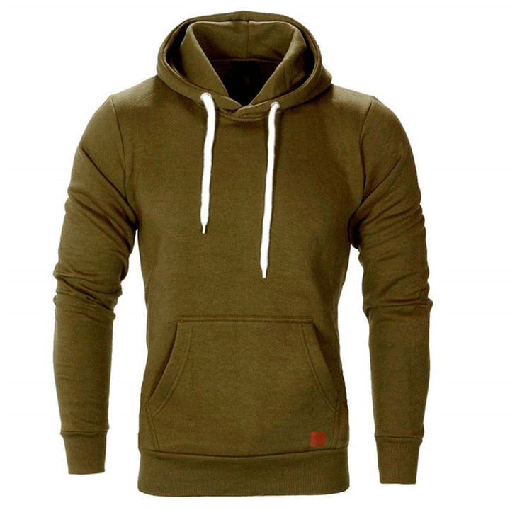 Trendy heren hoodie, casual trui met buidelzak en capuchon. Stijlvolle herenkleding, geschikt voor winter, lente, herfst.