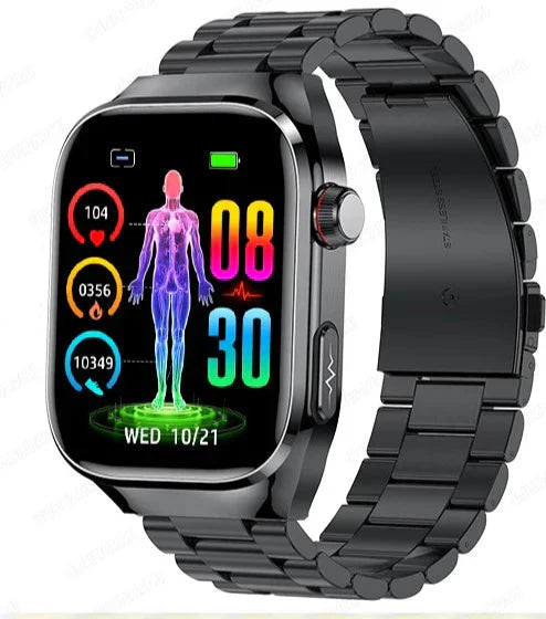 Unisex smartwatch met ECG, bloedsuikermeter en fitness tracking. Ideaal voor actieve levensstijl.