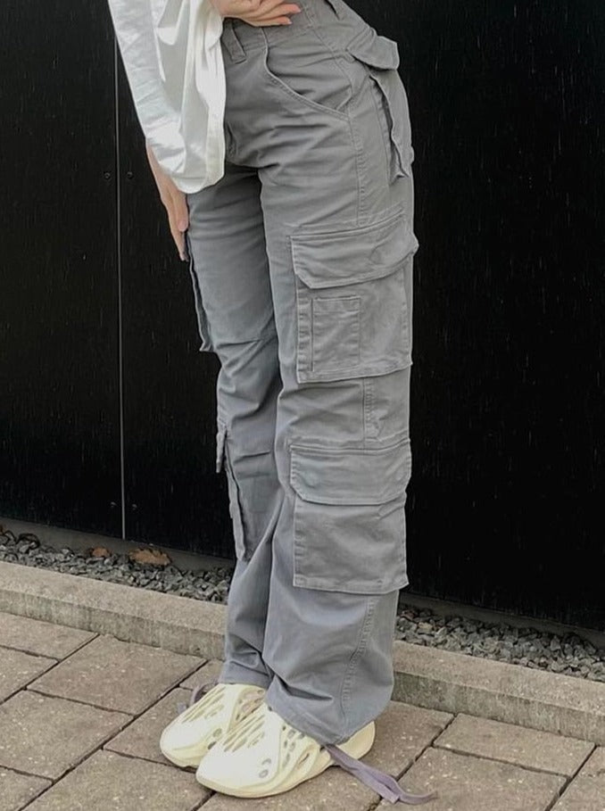 Trendy dames broek, wijde pijpen cargo stijl, comfortabel voor casual outfits het hele jaar door.