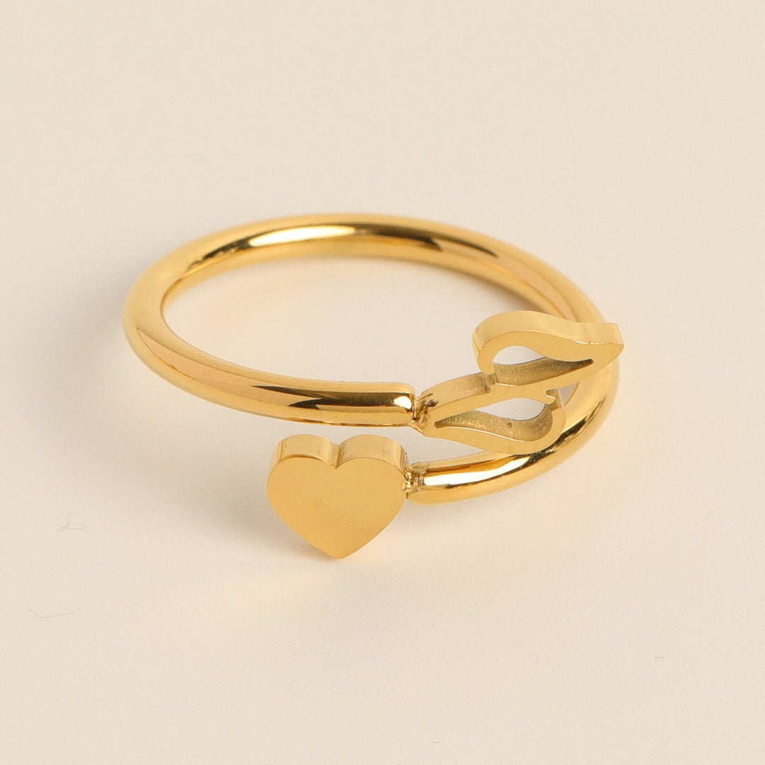 Dames letterring, gouden hart, verstelbaar, gepersonaliseerd, mode accessoire.