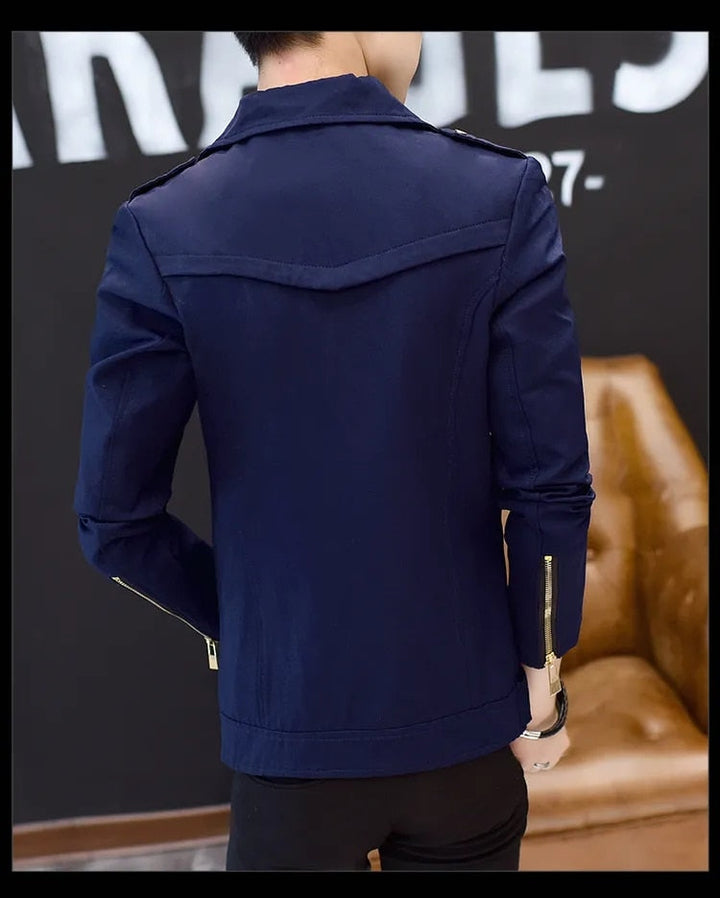 Stijlvol NardsJacket heren bikerjack, verkrijgbaar in zwart, bordeaux en marineblauw. Voor de moderne man.