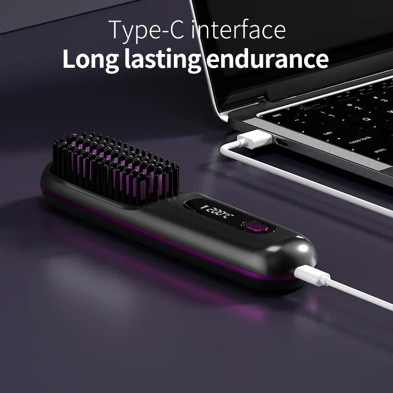 Compacte draadloze haarstyler, ideaal voor reizen, met USB-oplaadfunctie en ionentechnologie voor mooi haar.
