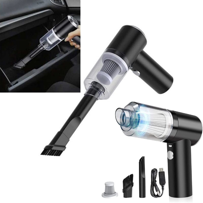 Compacte draadloze CleanMate mini stofzuiger, perfecte kruimeldief voor auto en huis, USB opladen.