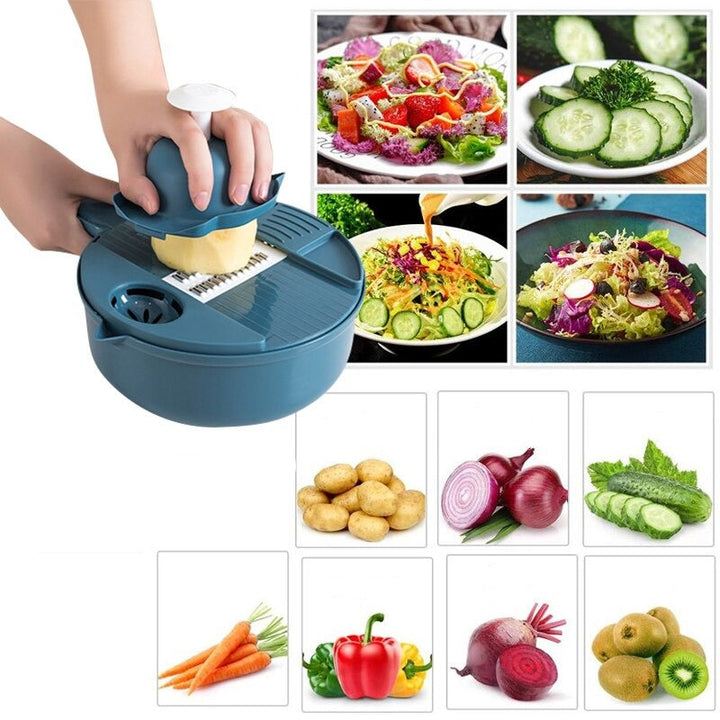 ChefEase 12-in-1 multifunctionele groentesnijder set voor efficiënte maaltijdvoorbereiding in de keuken.