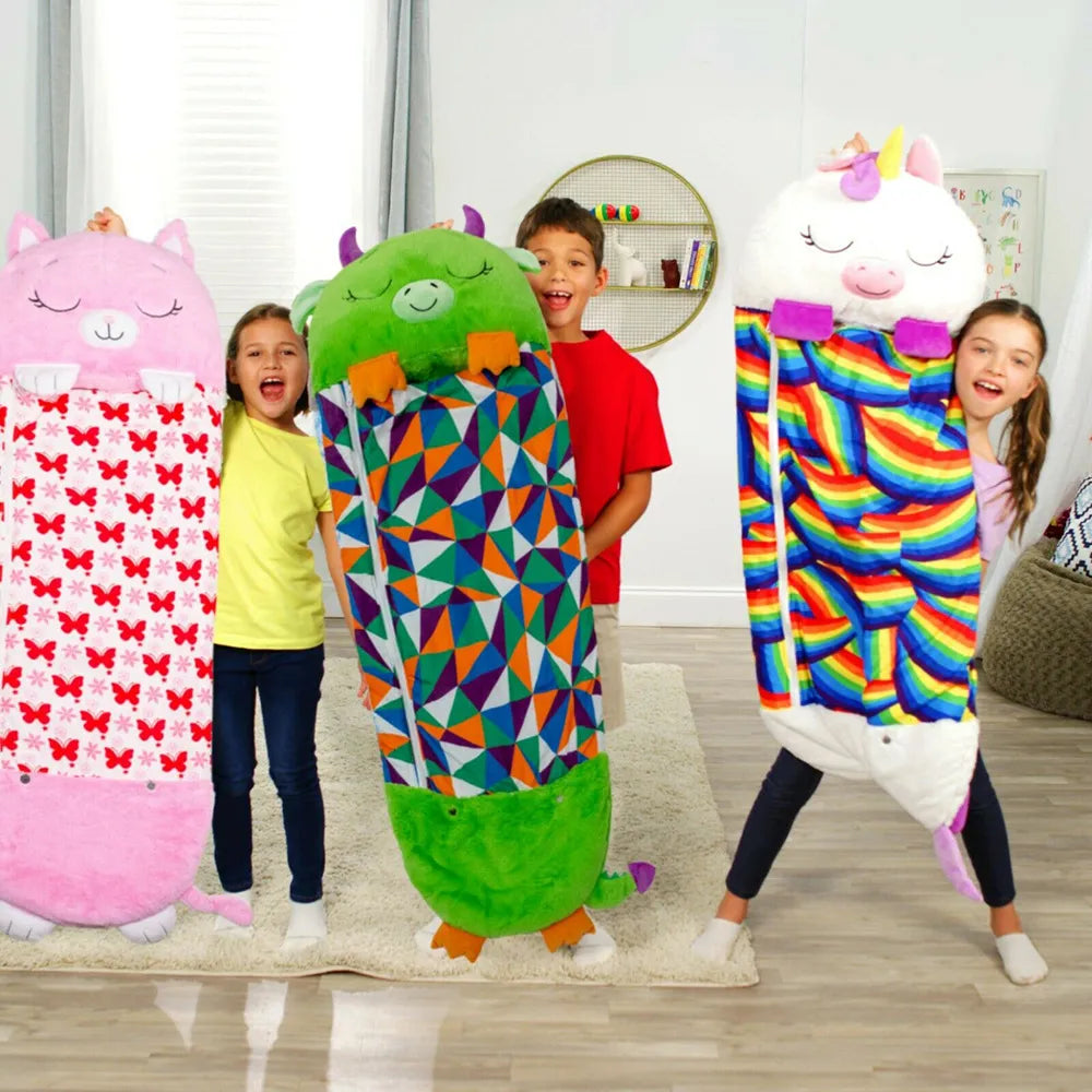 Leuke knuffel kinder slaapzak in de vorm van een dier, perfect voor comfortabele nachten.