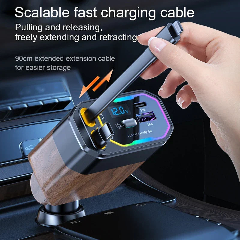 Krachtige 120W USB-C autolader voor snelle energie in de auto. Onmisbaar auto accessoire.