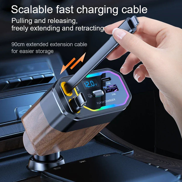 Krachtige 120W USB-C autolader voor snelle energie in de auto. Onmisbaar auto accessoire.