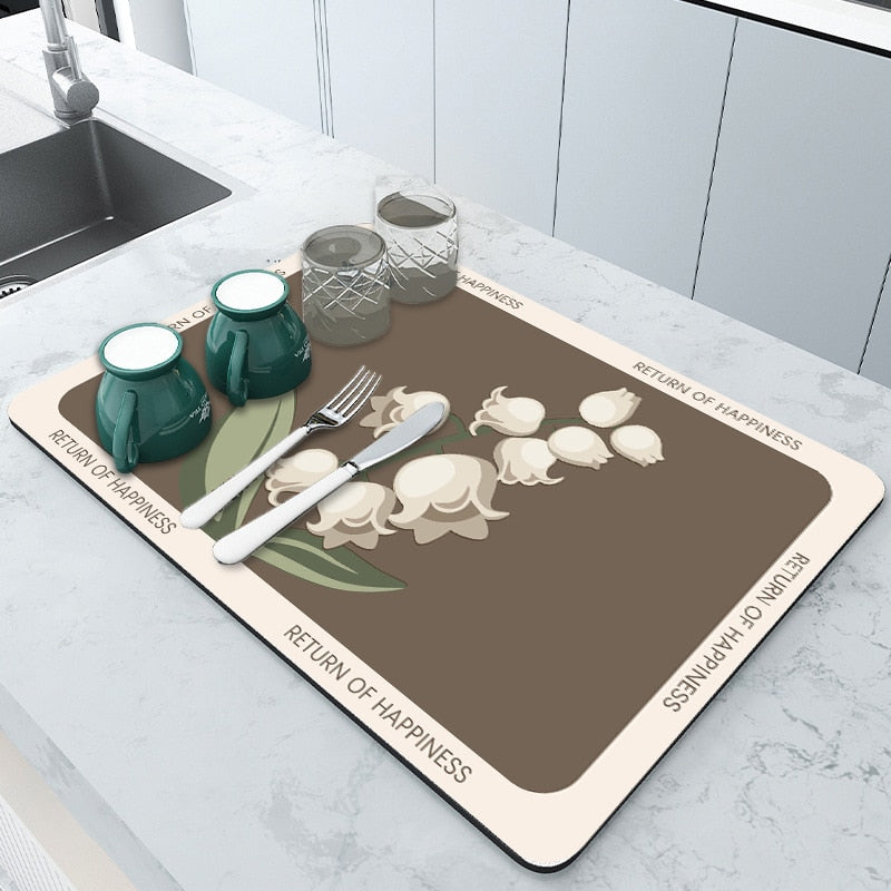 Compacte super absorberende afdruipmat, ideaal voor studentenkamers of kleine keukens.