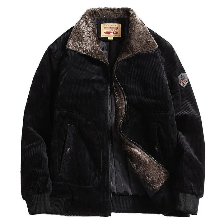 Heren winterjas van corduroy, combineert warmte met een trendy en comfortabele stijl.