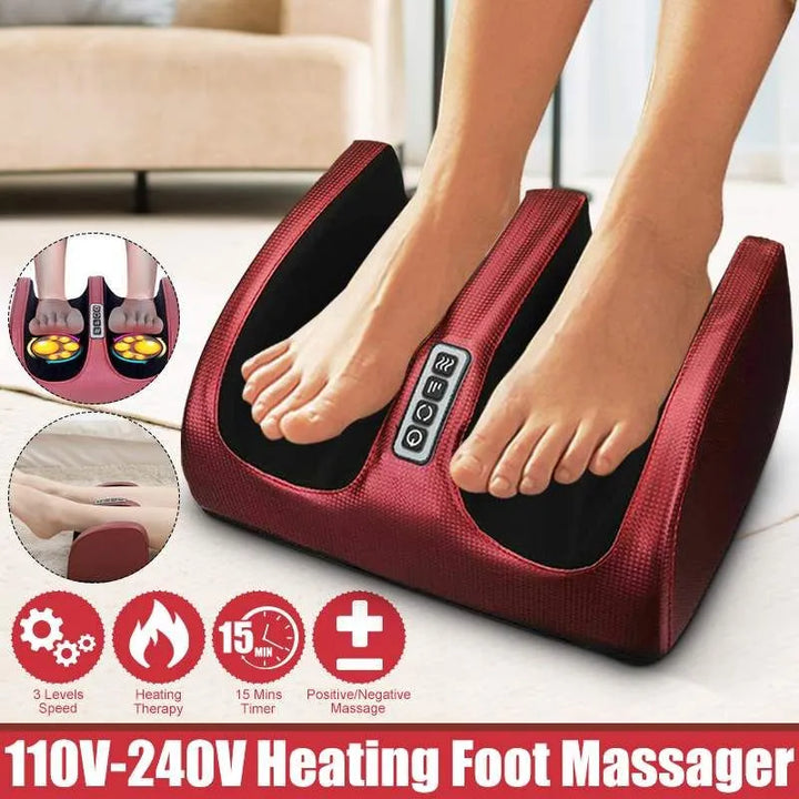 Elektrische voetmassager met warmte en shiatsu therapie voor diepe ontspanning en pijnverlichting.