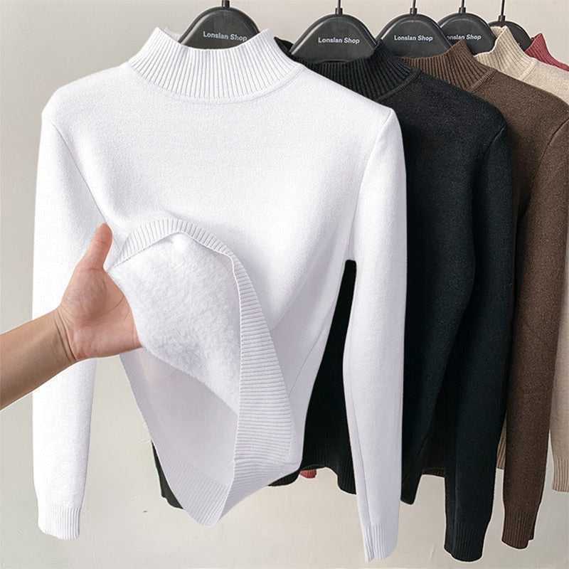 Modieuze casual gevoerde trui voor dames, perfect voor een warme winterdag met comfort.